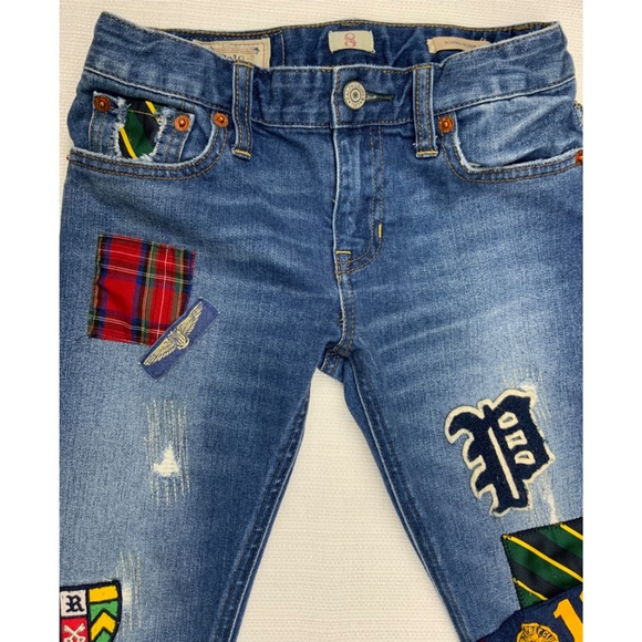EUC RALPH LAUREN ASTOR PATCHWORK JEANS , SIZE GIRL 8 - Picture 3 of 8